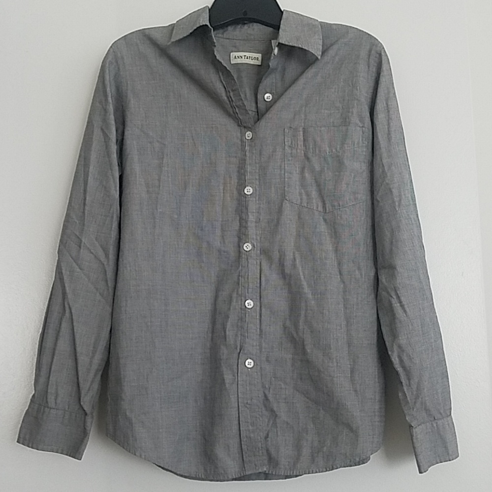 Ann Taylor Gray Button Down Shirt